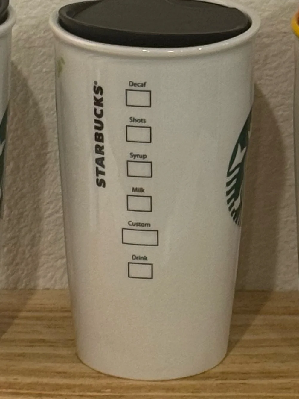 Disney Parks Starbucks White Ceramic Tumbler Cup 12 oz With Lid